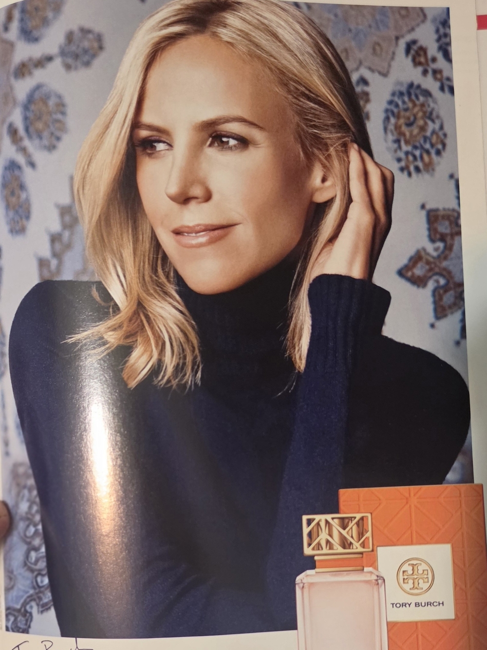 Tory Burch Navy Ribbed Turtleneck Sweater